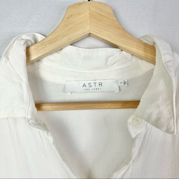 ASTR White Paulina Short Sleeve Split Hem Blouse L - Picture 4 of 6